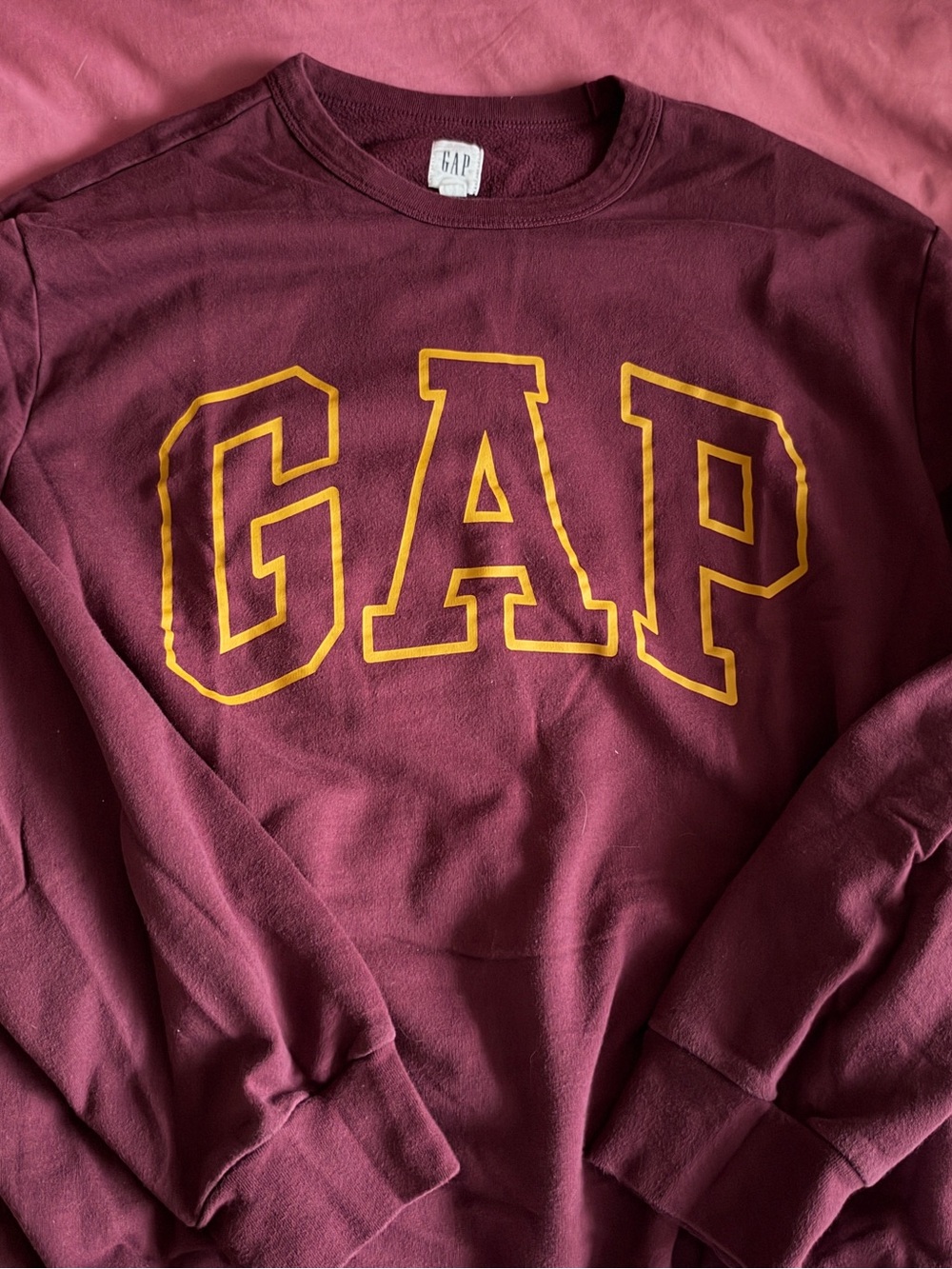 GAP Maroon Crewneck Sweatshirt with Gold Logo